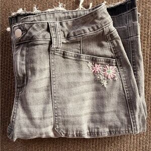 Flamingals hand Embroidered gray Women's baggy Jeans MED